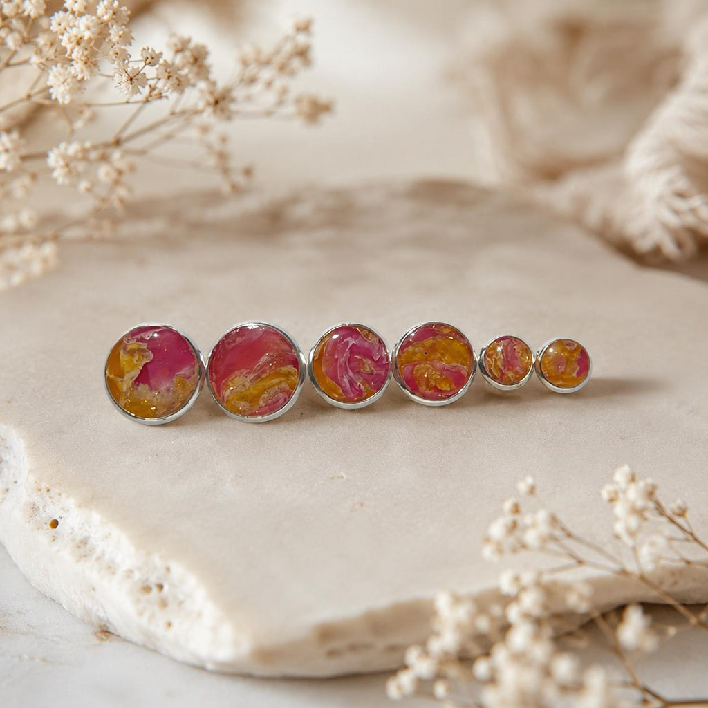Handgemachte Ohrstecker Orange Gold | Polymer Clay Stecker Blattgold | Sommerlicher Statement Schmuck | Geschenk für Frauen | Sunset Glow