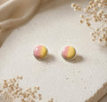 Handgemachte Ohrstecker Rosa Gelb | Polymer Clay Stecker | Sommerlicher Damenschmuck | Verspieltes Geschenk für Frauen | Pink Lemonade