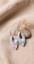 Handgemachte Ohrringe Pastell Rosa Türkis | Polymer Clay Hängeohrringe | Leichter Sommerschmuck Damen | Geschenk für Frauen | Sugar Waves