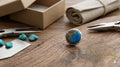 Handgemachte Ohrstecker Blau | Polymer Clay Stecker | Ozean Schmuck Damen | Schimmernde Statement Ohrringe | Geschenk Frau | Blue Horizon