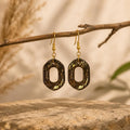 Handgemachte Ohrringe Schwarz Gold | Polymer Clay Hängeohrringe | Statement Schmuck | Geschenk für Frauen | Midnight Noir