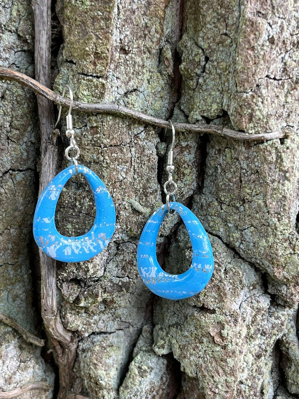 Polymer Clay Ohrringe Blau | Handgemachte Ohrhänger | Statement Schmuck | Eisblau Schimmer | Boho Geschenk für Frauen | Arctic Sky