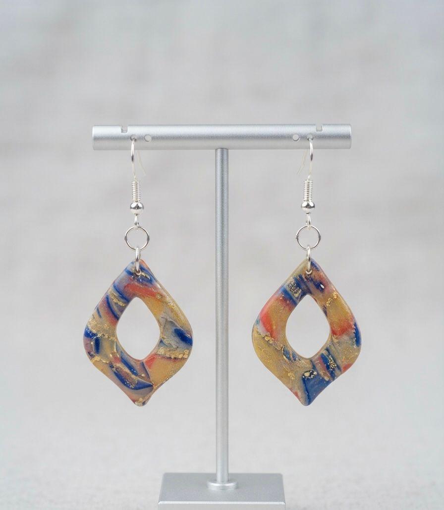 Herbst Ohrringe Handgemacht | Polymer Clay Hängeohrringe Gold | Statement Schmuck Damen | Boho Ohrringe | Geschenk Frau | Autumn Aura