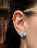 Handgemachte Ohrstecker Rosa Türkis | Polymer Clay Ohrringe | Statement Schmuck | Candy Prism | Geschenk Damen