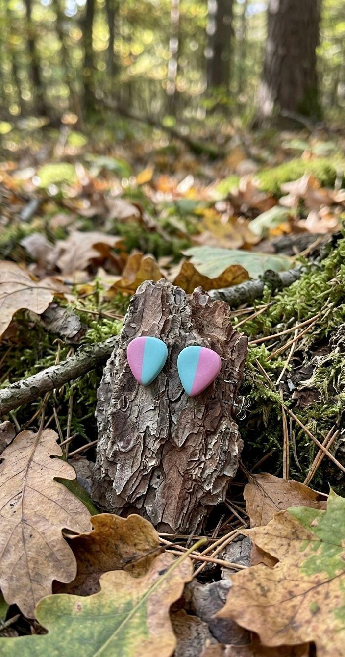 Handgemachte Ohrstecker Rosa Türkis | Polymer Clay Ohrringe | Statement Schmuck | Candy Prism | Geschenk Damen