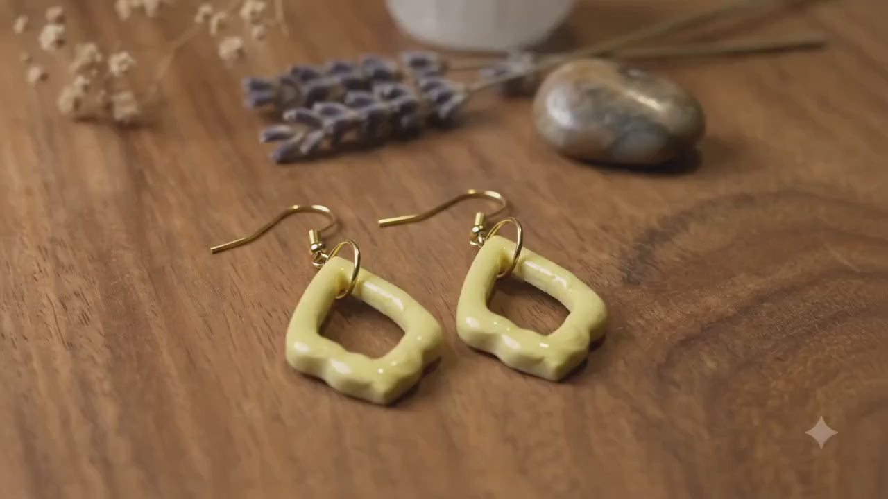 Handgemachte Ohrringe Pastellgelb | Polymer Clay Hängeohrringe | Eleganter Sommerschmuck Damen | Geschenk für Frauen | Lemon Sorbet